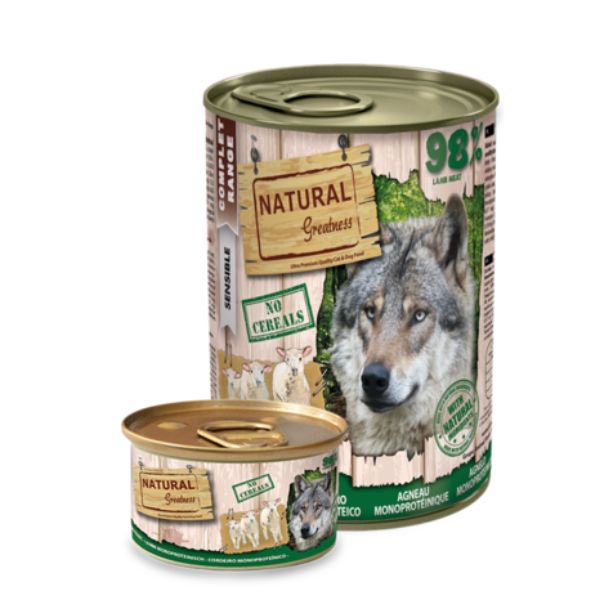 Lata monoproteica natural greatness cordero para perros