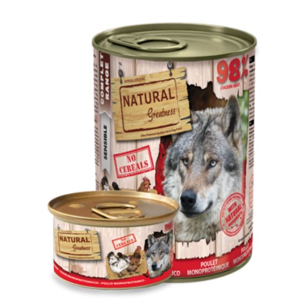 Lata monoproteica natural greatness pollo para perros
