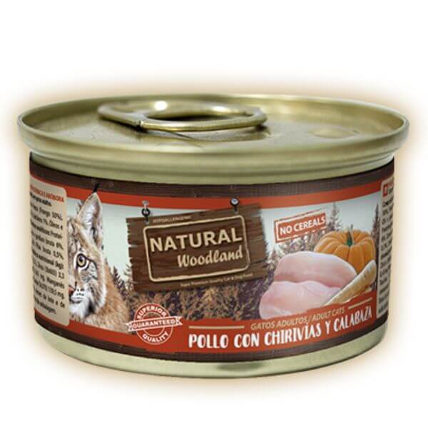 Natural Woodland pollo chirivías lata natural para gatos