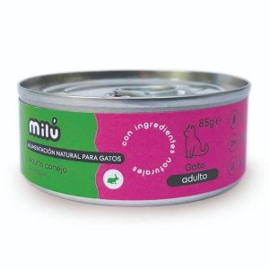 Milu Lata completa para gato 85gr – Adulto – Conejo con pollo y salmón